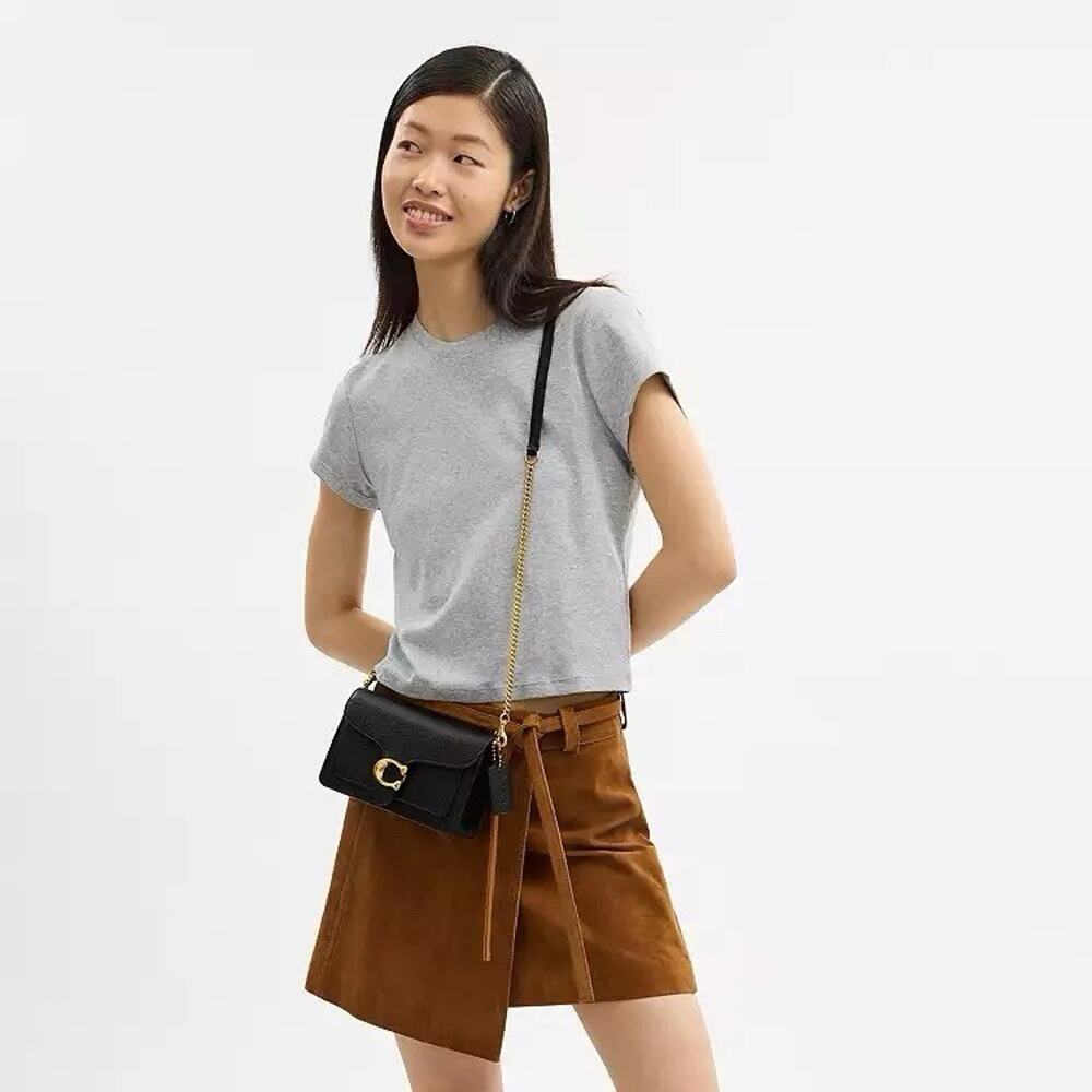 NWT Coach TABBY CE772 Chain Clutch Shoulder Bag Crossbody Brass black Leather - Picture 8 of 9